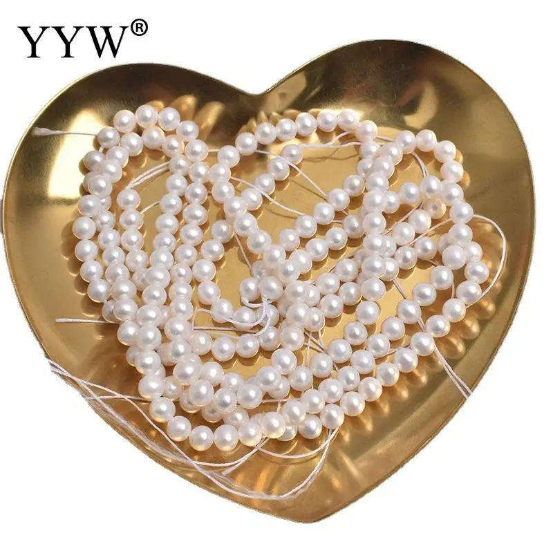4-5mm Cultured Round Freshwater Pearl Beads Natural  Jewelry For DIY Or Handmade White Sold Per 14.96-15.35 Inch Strand