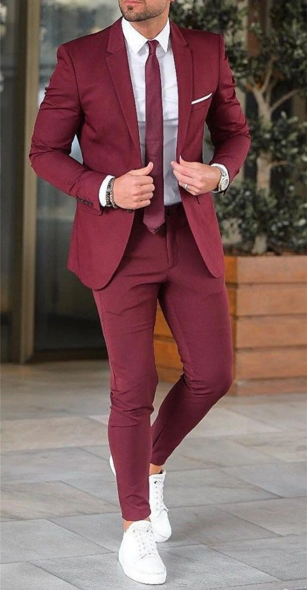 

2Piece Slim Fit Dinner Prom Party New Burgundy Men Suits for Wedding Suits Pants Groom Tuxedo Groomsmen Man Blazer Jacket 212