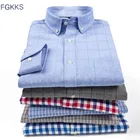 Мужская деловая рубашка FGKKS, Однотонная рубашка с длинным рукавом и квадратным вырезом, повседневная одежда для работы