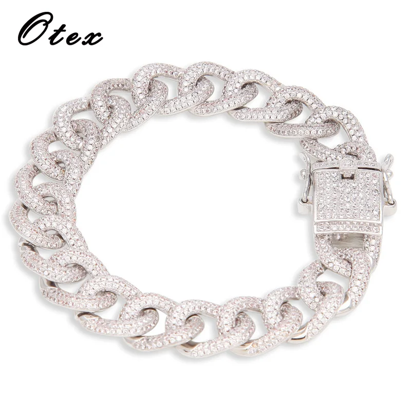 Мужской браслет цепочка в стиле хип хоп с кубическим цирконием 12 мм золотистые