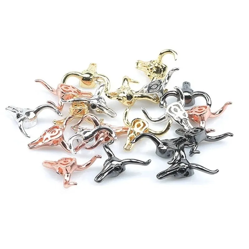 3 шт. Подвески Череп бык голова микро паве Медные CZ бусины фурнитура Аксессуары DIY