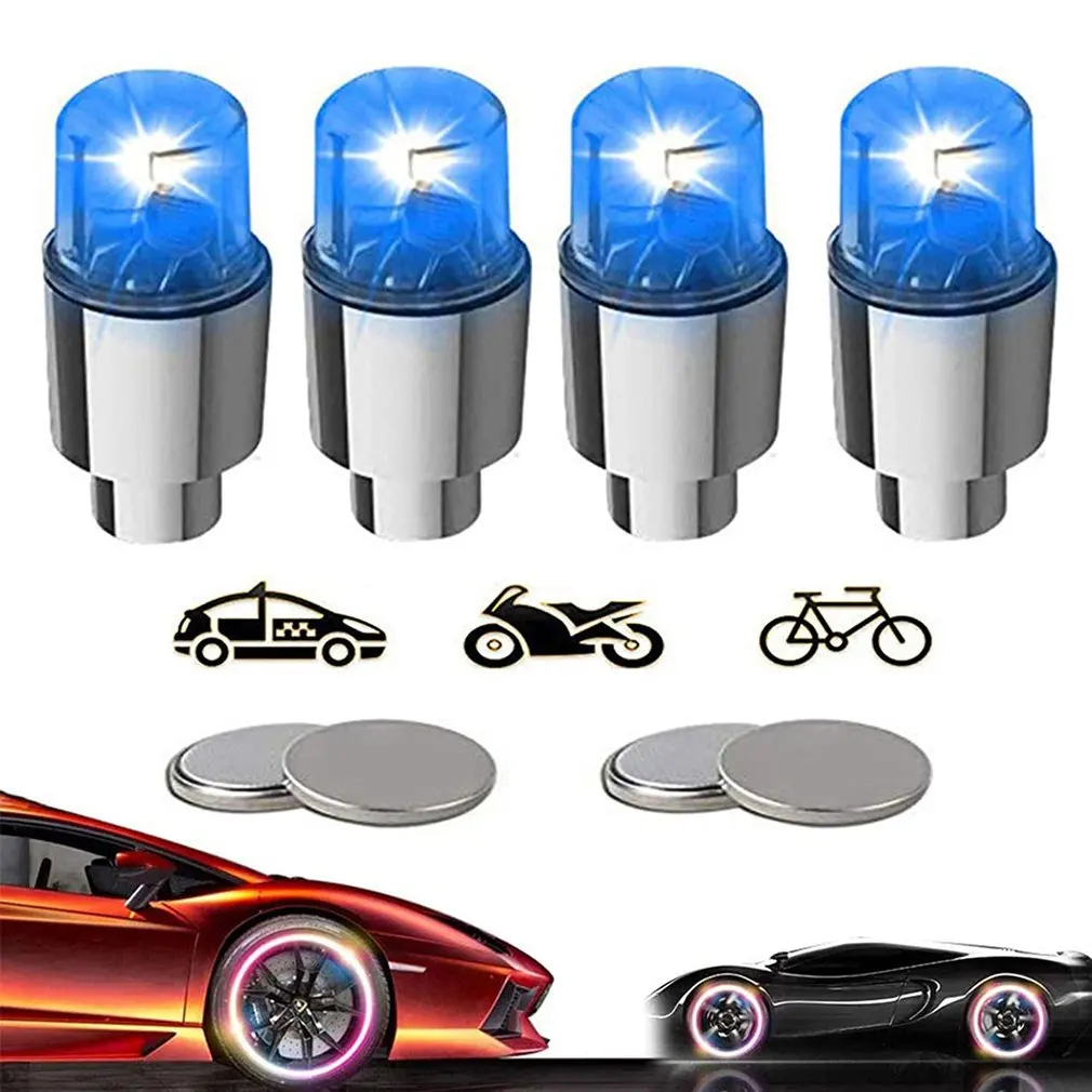 

4 Pcs Set Bicycle Valve Lamp Automobile Hot Wheels Dual-sensing Valve Tire Lights Wheel Decoration Waterproof Lights