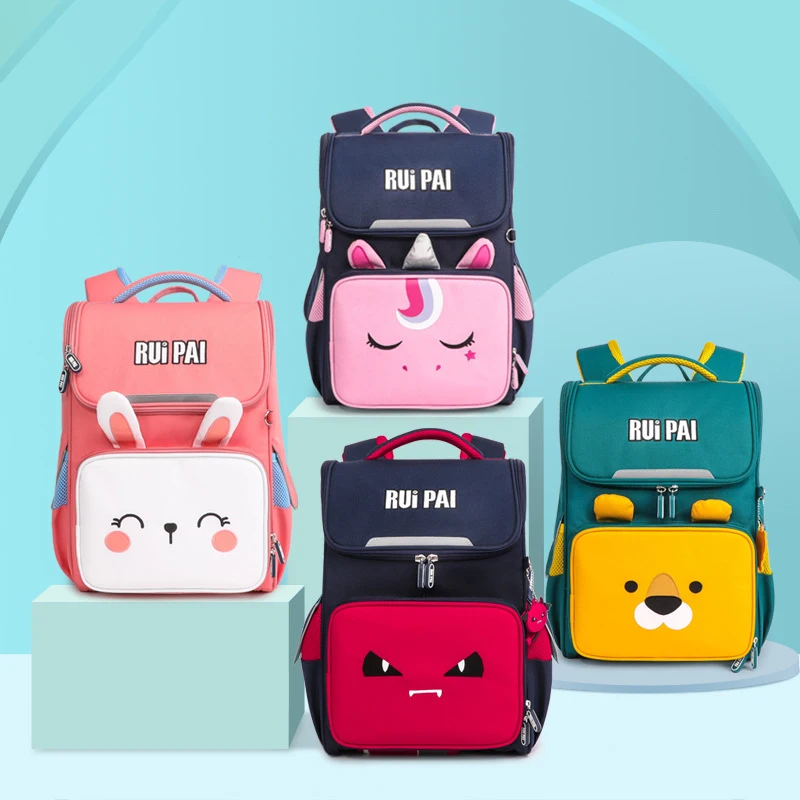 Cute Children One-Piece Bag Cartoon Kids Bookbags Primary School Orthopaedic Backpack For Boys Girls Schoolbags 6-8-12 Years Old