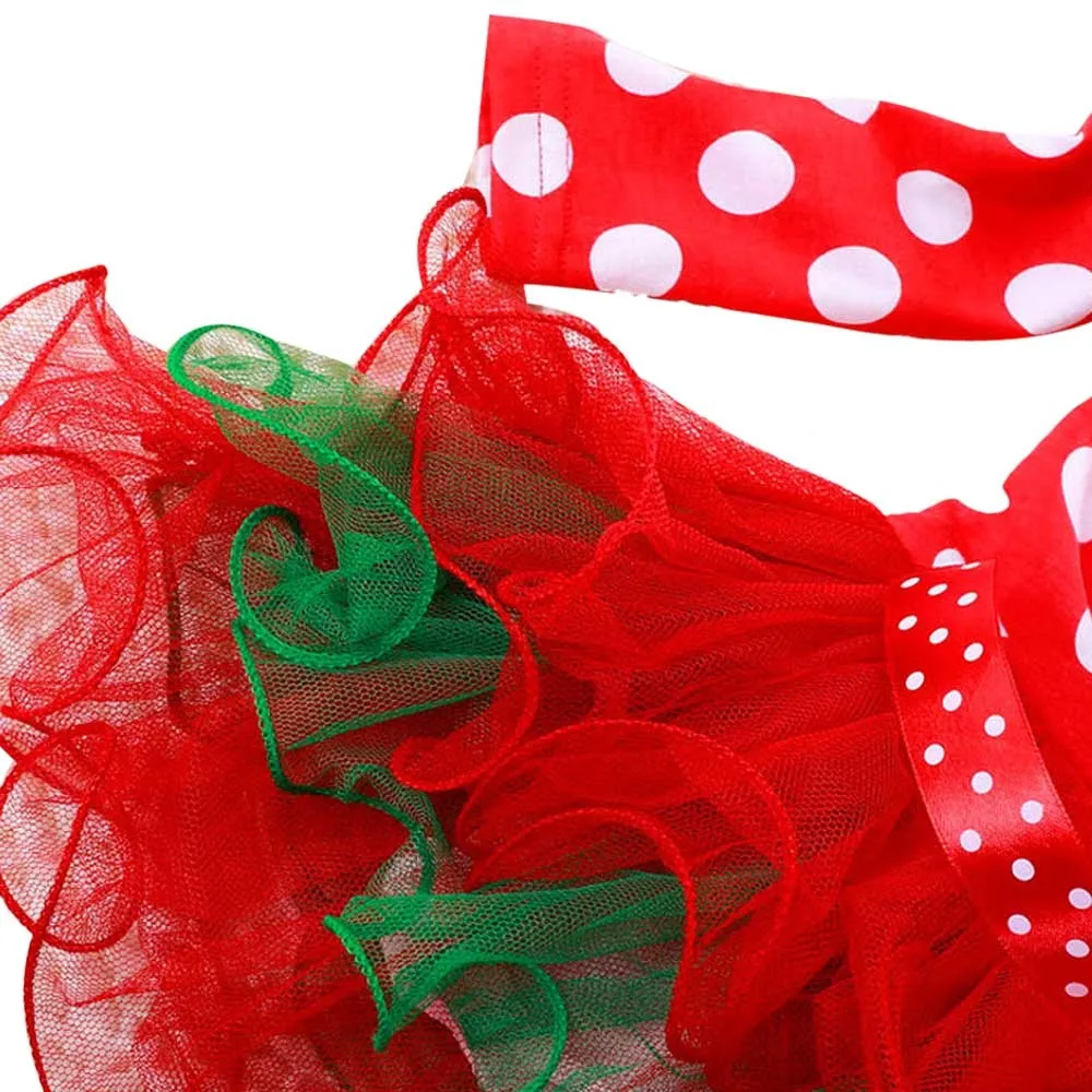 Платье в горошек на Новый год и Рождество Одежда для девочек длинная одежда