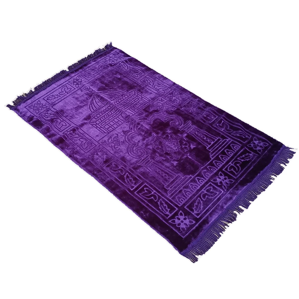 

Deluxe Soft Prayer Rug Soft Blanket Home Embroidery Gift Islamic Muslim Tassel Tapestry Decoration Carpet Bedroom Purple