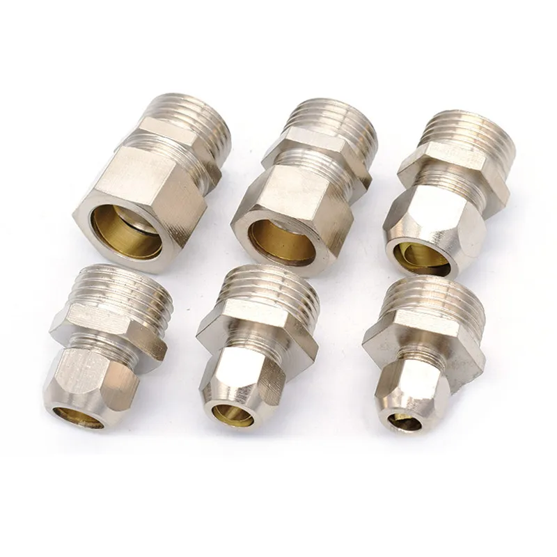 

1/8" 1/4" 3/8" 1/2" BSP Male Thread 4 6 8 10 12 14 16mm OD Tube brass Ferrule Tube Compression Fitting Connector