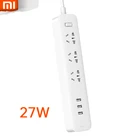 Удлинитель Xiaomi MJCXB02QM 27 Вт для телефона, быстрая зарядка QC3.0 1 USB (15 Вт27 Вт) 3 USB (21 Вт) 6 AC (3x5) 100-250 В Multi-Safe