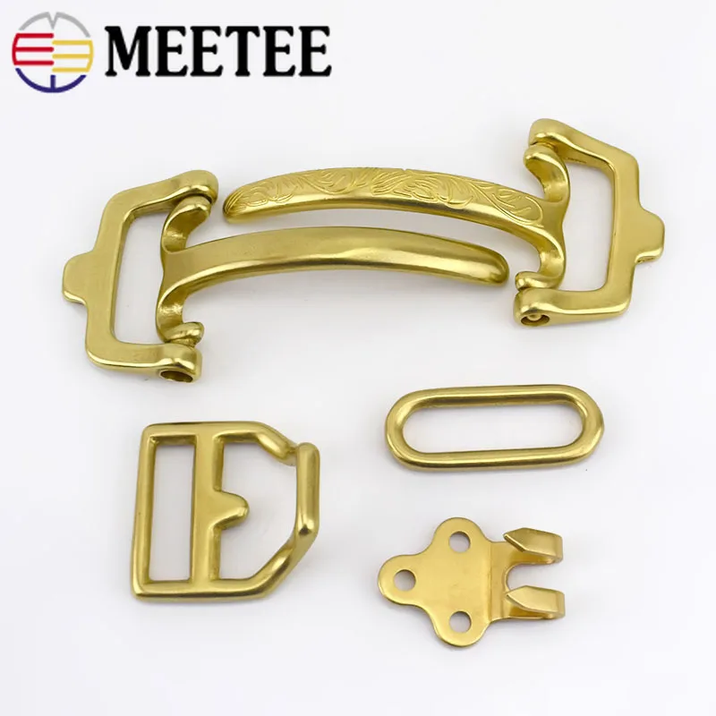 1 комплект = 4 шт. Meetee Твердый латунный кавалерийский ремень с пряжкой для мужчин DIY пояс Джинсы Кожа ремесло для 38 мм ремень заклепочные винты аксессуары