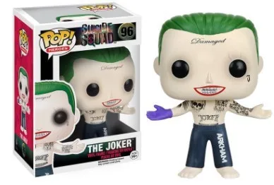96 with box FUNKO POP отряд самоубийц Харли Квинн Джокер Дэдшот Виниловая фигурка Коллекционная модель игрушки для детей подарок на Хэллоуин - Цвет: 96 with box