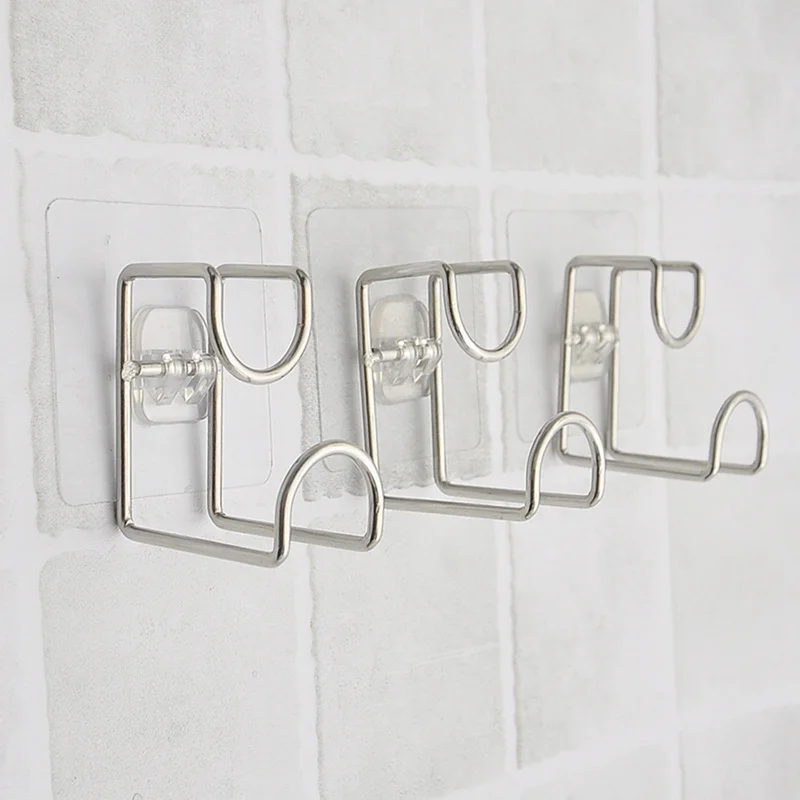 

Creative Stainless Steel Kitchen Bathroom Wall Mounted Door Sticky Hanger Holder Wash Basin Holder Strong Adhesive Hook