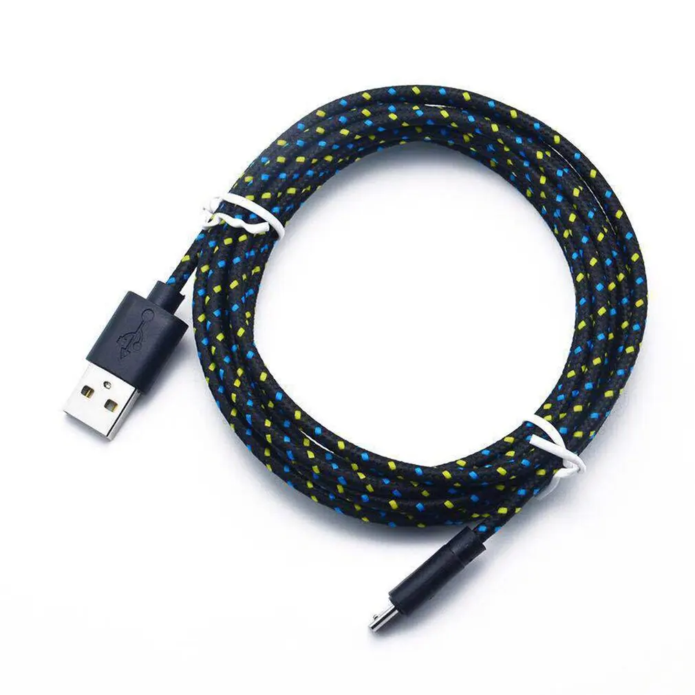 Цветной нейлоновый Кабель Micro USB в оплетке для синхронизации данных кабель