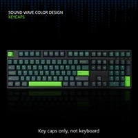 1 set sound wave color design pbt double shot key caps for mx switch mechanical keyboard cherry profile black green keycap