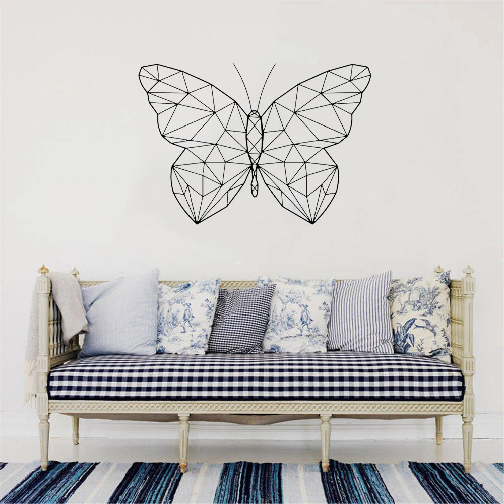 

Геометрическая бабочка, Настенная Наклейка для гостиной, спальни, украшение, роспись, съемные наклейки с животными, виниловая художественн...