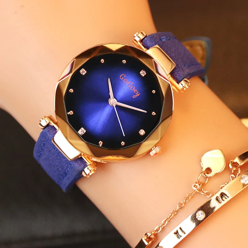 

2020 Fashion Starry Sky Watches Ladies Watches Blue Leather Band Quartz Watches Female Clock Gogoey Relogio Feminino Reloj Mujer