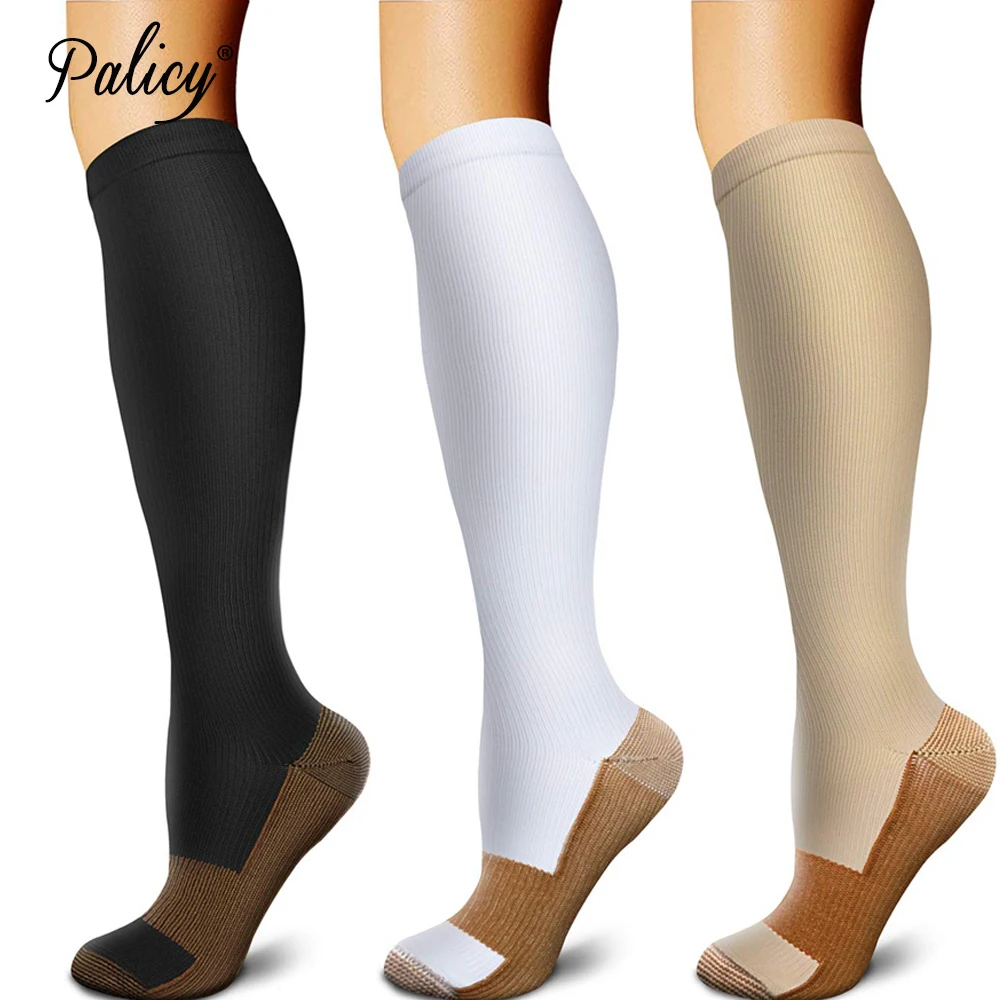 Palicy Compression Stocking for Women Thigh High Soft Knee Long Stockings Leg Relief Pain Pain Knee 3 Pairs High Leg Support