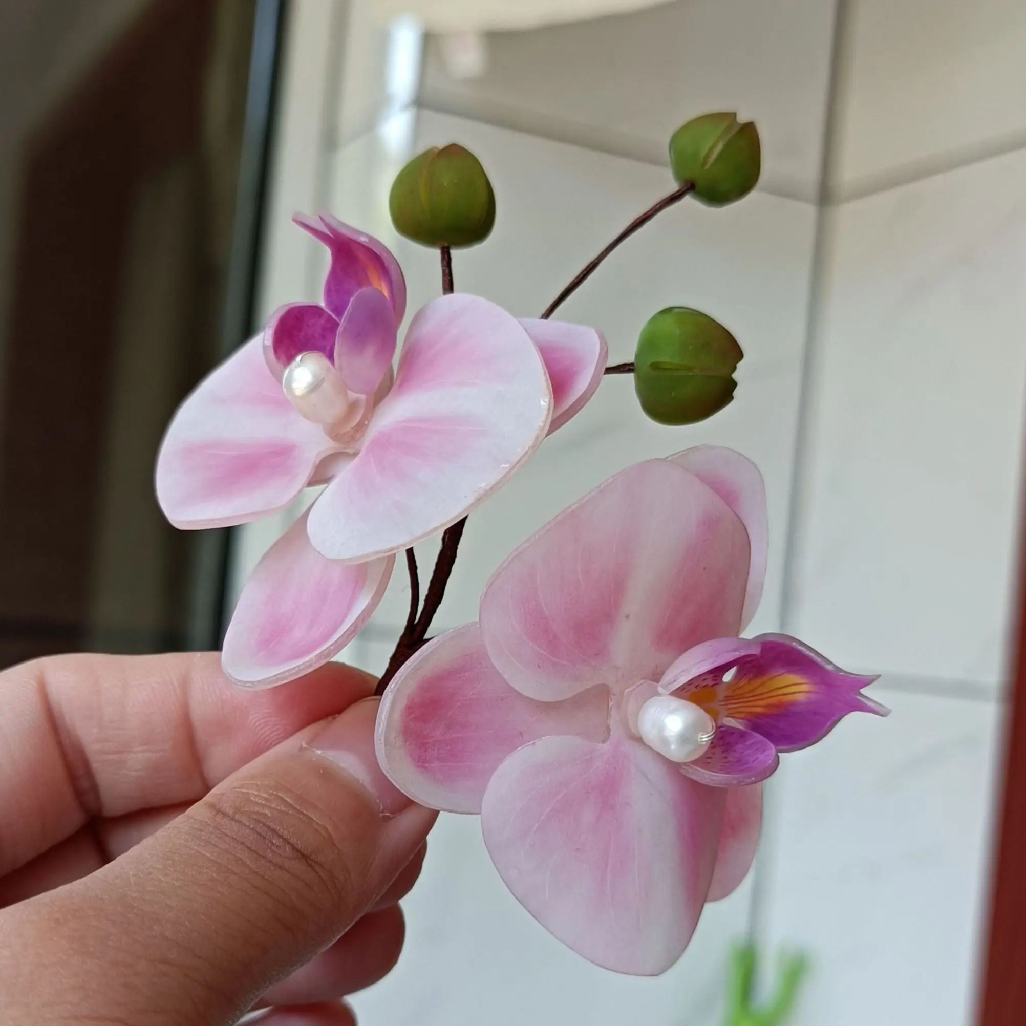 Свадебные головные уборы для невесты LALAVARA из смолы Орхидея фаленопсис китайские