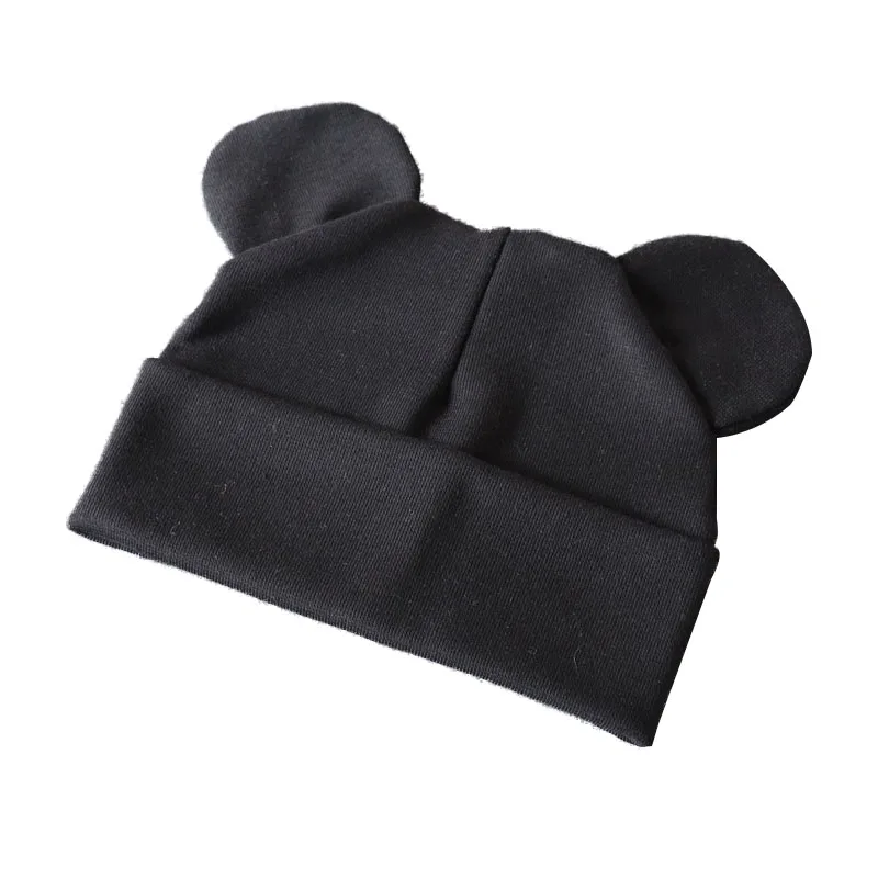 Black baby hat Новая шапочка для малыша с героями мультфильма для девочек, хлопковая детская шапочка с ушками, эластичные детские шапки, аксессуары для малышей, шапка для маленьких мальчиков, 21 цвет - Цвет: Black baby hat