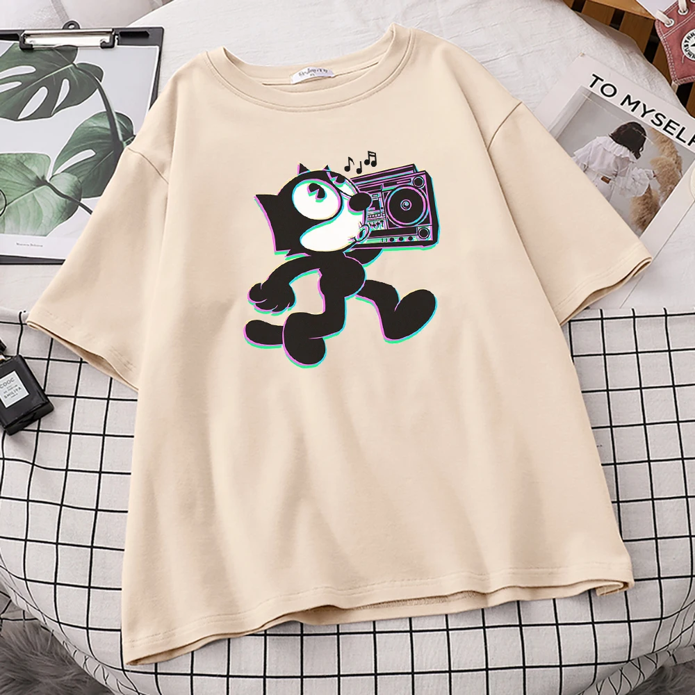 Модные стильные футболки Felix Fox для женщин модные Аниме свободная одежда оверсайз