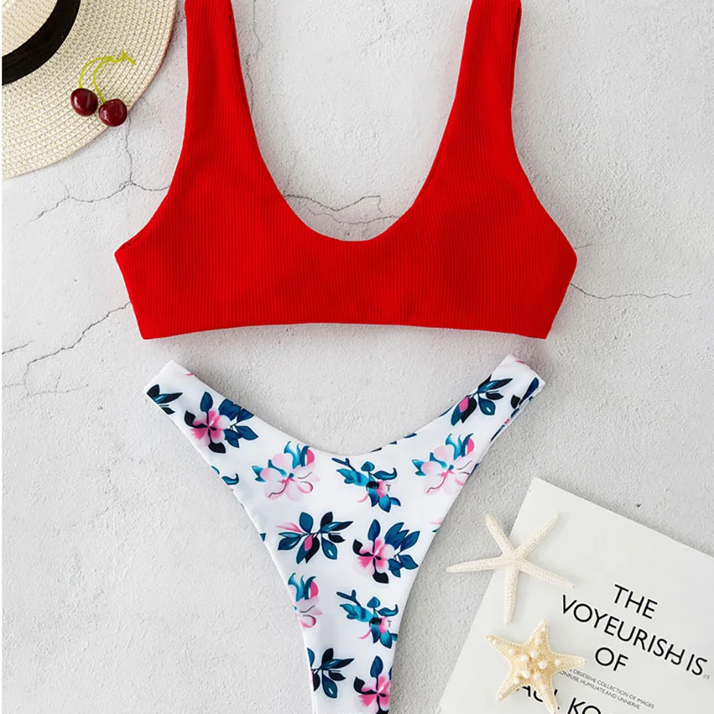 

2021 New Women's Bra Set Bikini Solid Color Bow Sexy Open Back Durable Printing Triangle Women's Hot Spring Beach Split Bikini