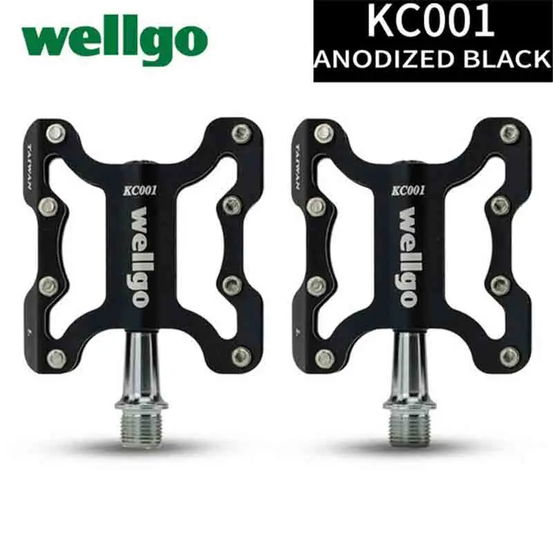 Wellgo KC001 фиксированная педаль MTB BMX велосипедный светильник педали 270 г/пара высококачественные детали для велосипеда Cr-Mo, 9/16 ''шпиндель, герметичный подшипник - Цвет: Black