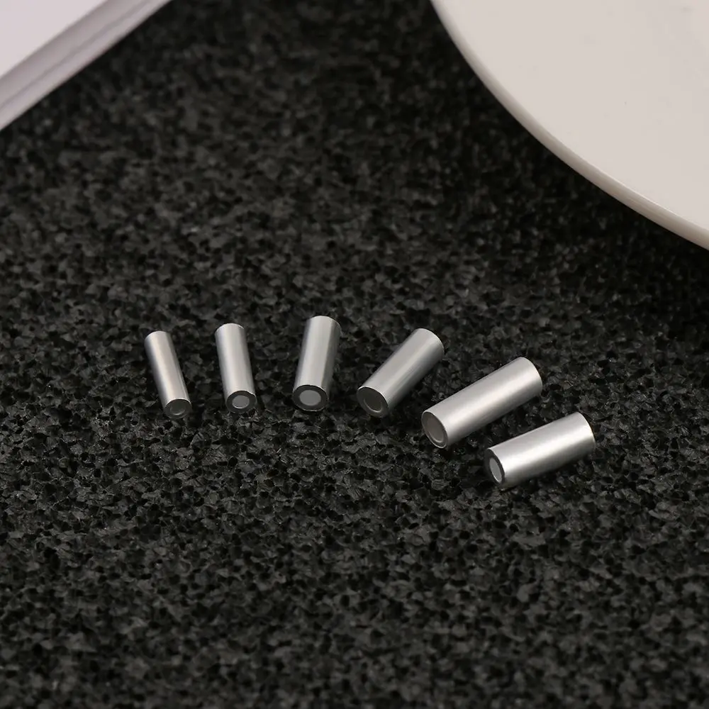 100pcs/lot White Round Real Aluminum Tube Wire Pipe Crimp Sleeves Sea Fishing Line Tube accessories
