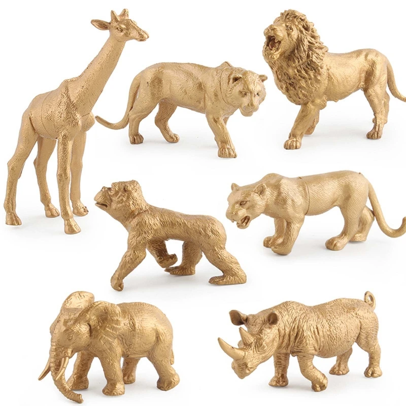 

7Pcs/Set Simulation Mini Wild Zoo Animal Figure Model PVC Plastic Lion Tiger Toy Q6PD