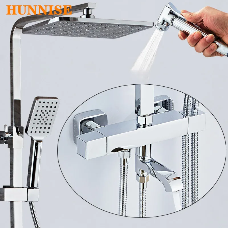 Термостатический набор для душа полированный хромированный смеситель ванной