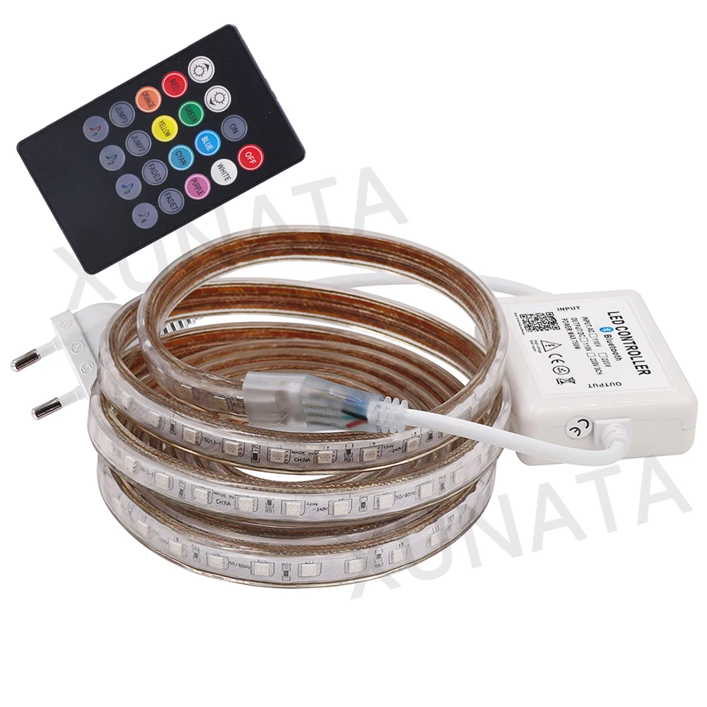 SMD 5050 60Led s/m RGB Светодиодная лента 110V 220V Водонепроницаемая гибкая светодиодная с 20