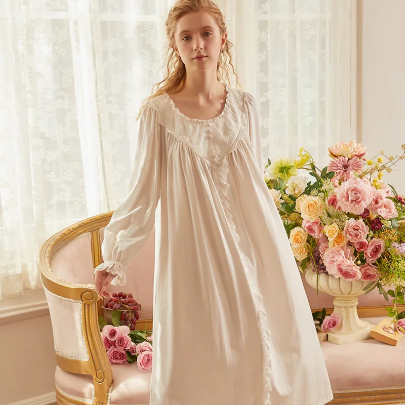Nightgown Romantic Nightdress Elegant Autumn Women Loose Cute Long Princess Sleepwear Sleeve Night Gown Soft Comfortable | Женская