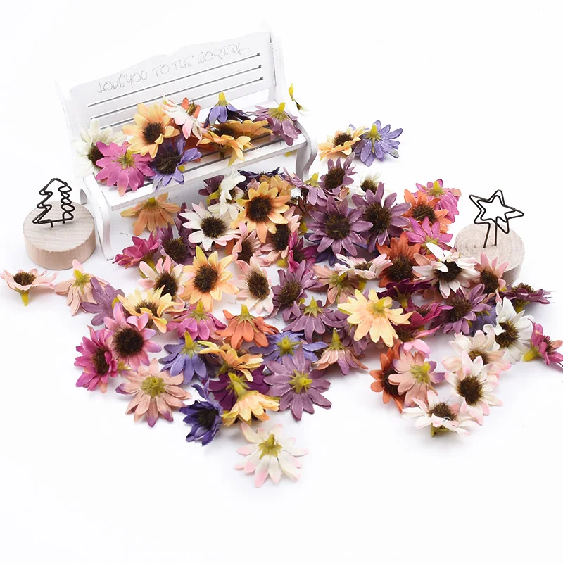 30/50/100 Штук декоративные цветы МИНИ пыльника подсолнуха рождественские украшения для дома подарки своими руками коробка для конфет искусственные