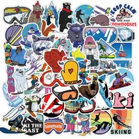 50pcs outdoor extreme sports skiing stickers pack cartoon animal graffiti ski decal sticker to diy snowboard helmet water bottle