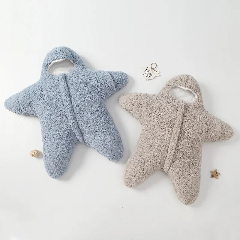 

Baby Starfish Lamb Velvet Sleeping Bag Comfortable Newborn Baby Male and Female Baby Outing Winter Quilt Plus Cotton Thickening