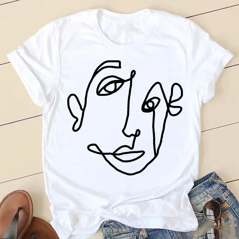 

Tee Shirt Lady Clothes Funny Face Lovely Style Trend T Women Short Sleeve Casual Fashion Female Tshirt Top Graphic T-shirts