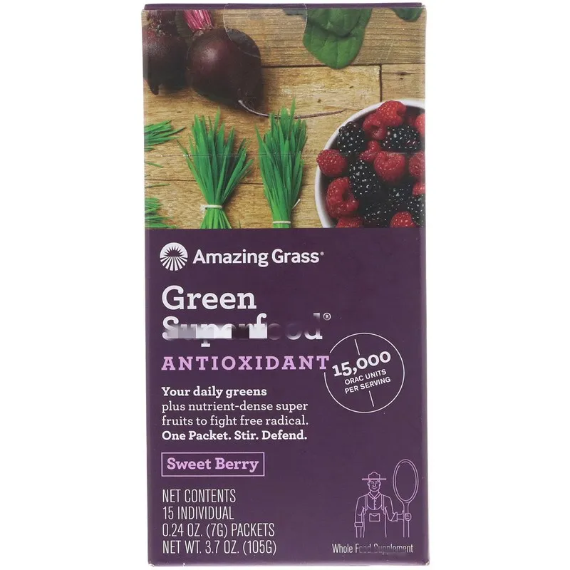 

Green mixture, Antioxidants, Sweet Berries, 15 Individual Packages, 0.24 oz (7 g) Each