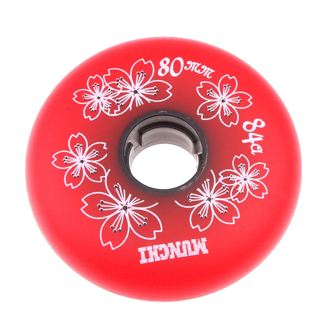 8 Pcs Professional Durable High Elasticity PU Replacement Wheels 80mm 84A for Inline Roller Hockey Skate Luggage Scooter Red | Спорт и