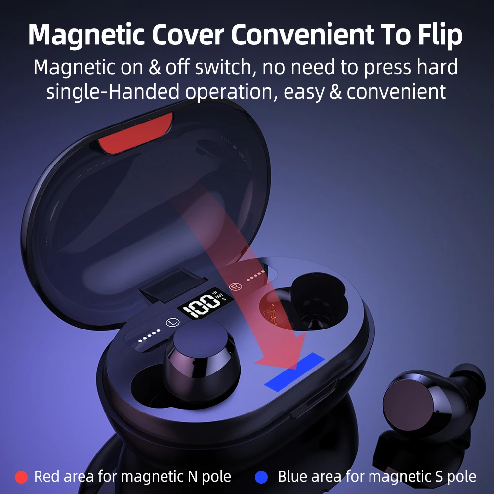 6D стерео Bluetooth наушники с шумоподавлением Беспроводные TWS 3300 мАч светодиодный