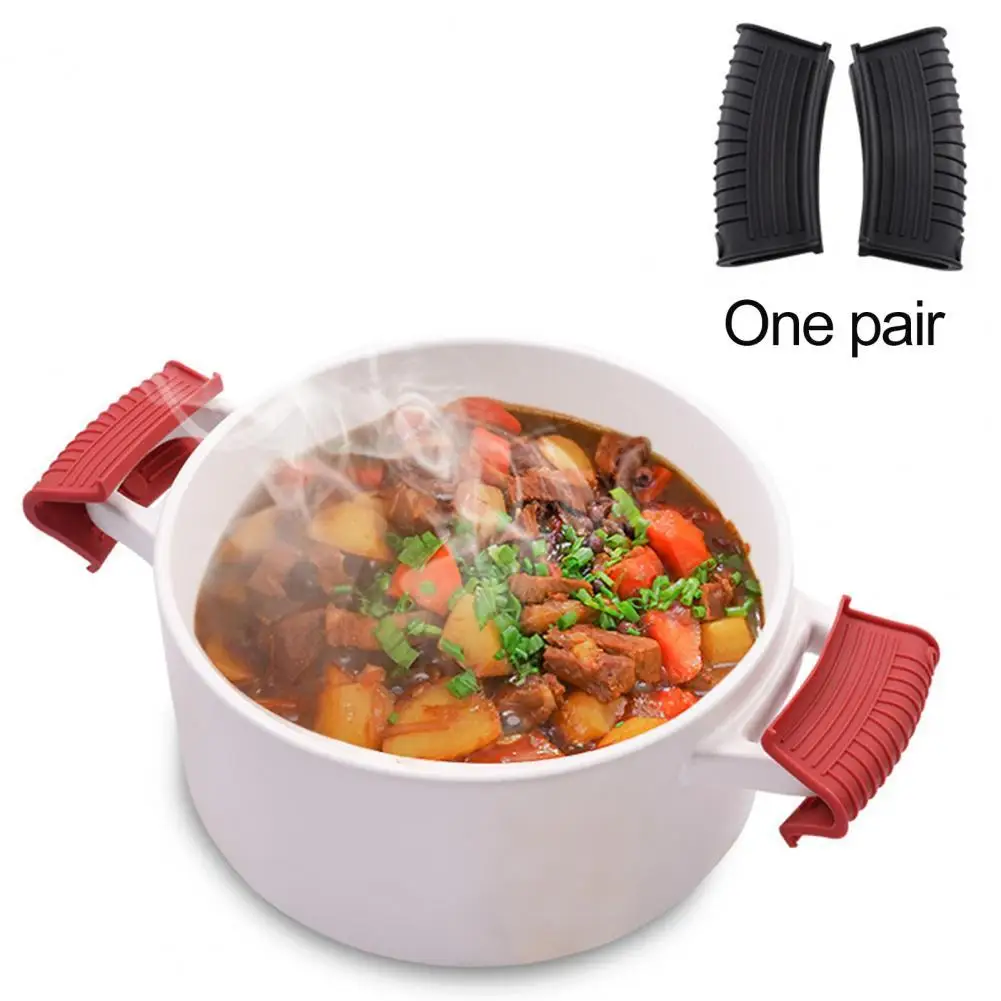 

1 Set Pot Holder Sleeve Multi-purpose Heat-insulated Lightweight Removable Non-slip Silicone Grip Pinch Mitts Cooking Pinch Grip