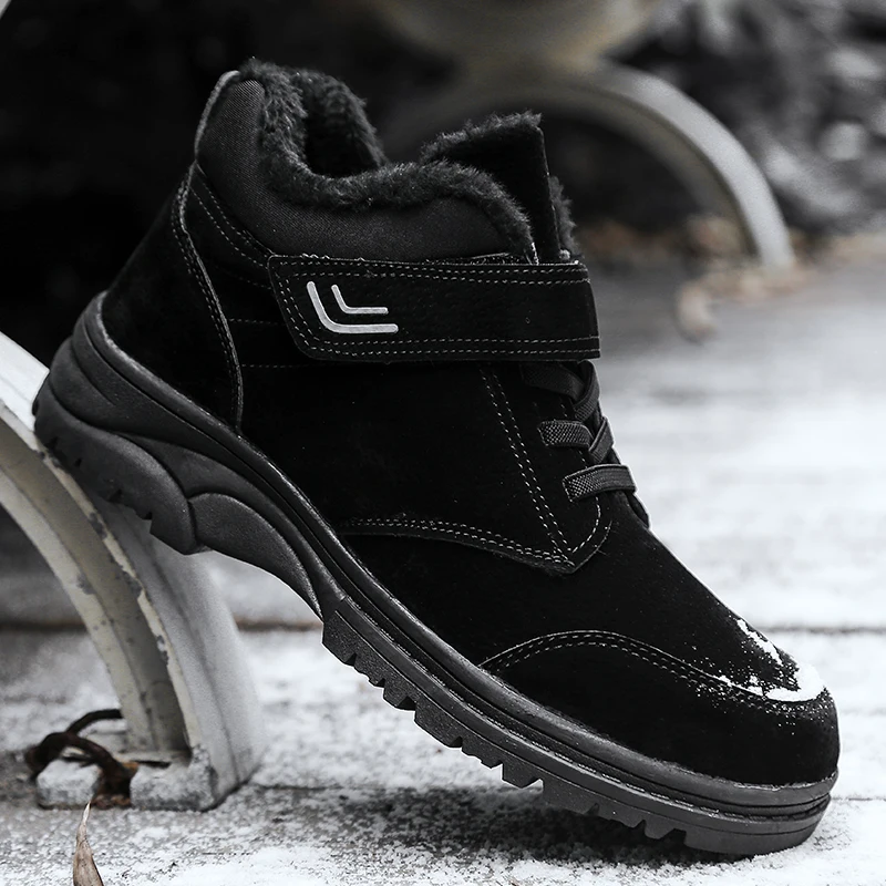

Men's boots couple men's winter warm snow boots men's fur plush high to help ankle boots sports shoes work shoes men's lace