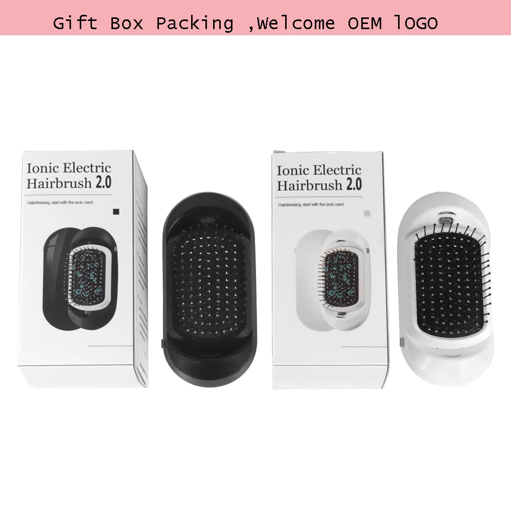 

VIP Dropshipping New Version Ionic Hairbrush Potable Negative Ions Electric Massage Hairbrush Anti-static Hair Brush Comb