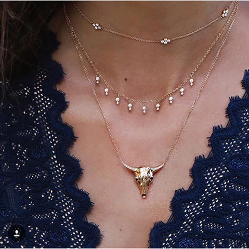 ZHINI в богемном стиле Золото колье для женщин Новая Женская обувь панк подвеска