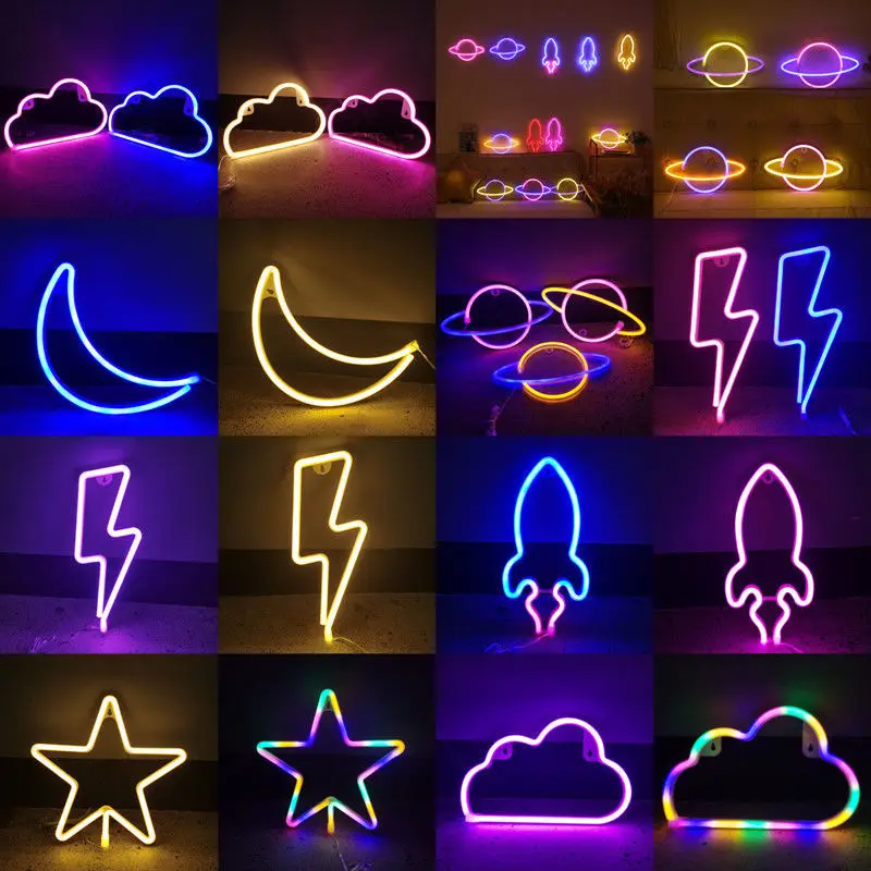 USB+Battery Dual Purpose Wall Mounted Neon Light Festoon Led Light For Home Kawaii Room Decor Valentines Bedroom Night Lamp