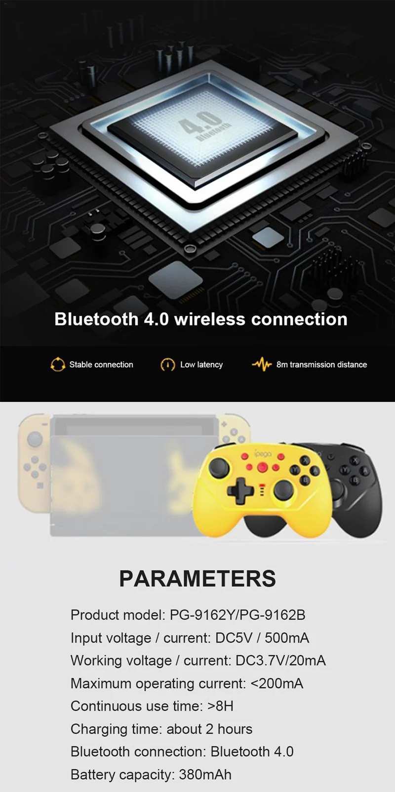 IPEGA PG-9162Y Мини Bluetooth игровой контроллер беспроводное проводное соединение поддерживает турбо 6-осевой гироскоп для N-Switch