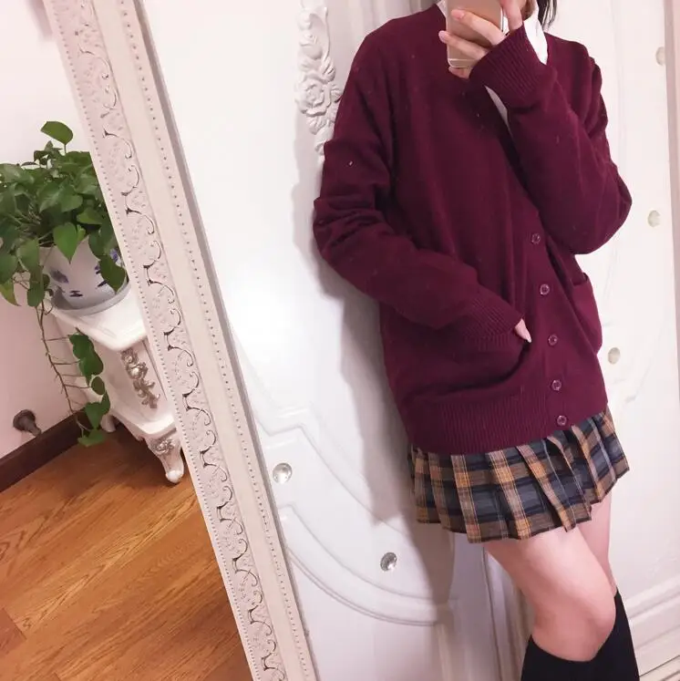 DARK RED Японский JK старшеклассница женский матросский костюм униформа косплей свитер любовь живой свитер химико Тога свитер JKA3 - Цвет: DARK RED