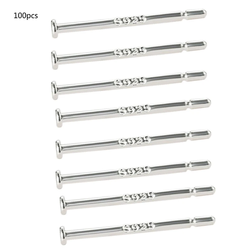 

100pcs/lot 925 Silver 12.2MM Length Blank Earring Pin Needle with 1.4mm Flat Head for DIY Earring Jewelry Making Finding