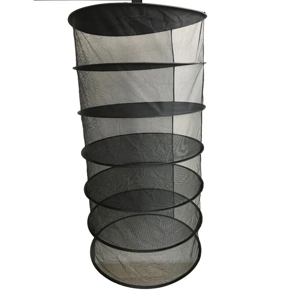 

1 Pc Annular Open Mouth 6-layers Drying Net Multi-Function Fruit and Vegetable Drying Fish Clothes Basket Dryer Storage Bag (Bla