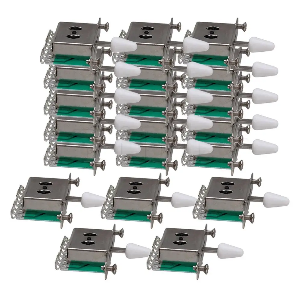 Yibuy серебро 5 способ пикап Селекторный переключатель белый наконечник гитарные