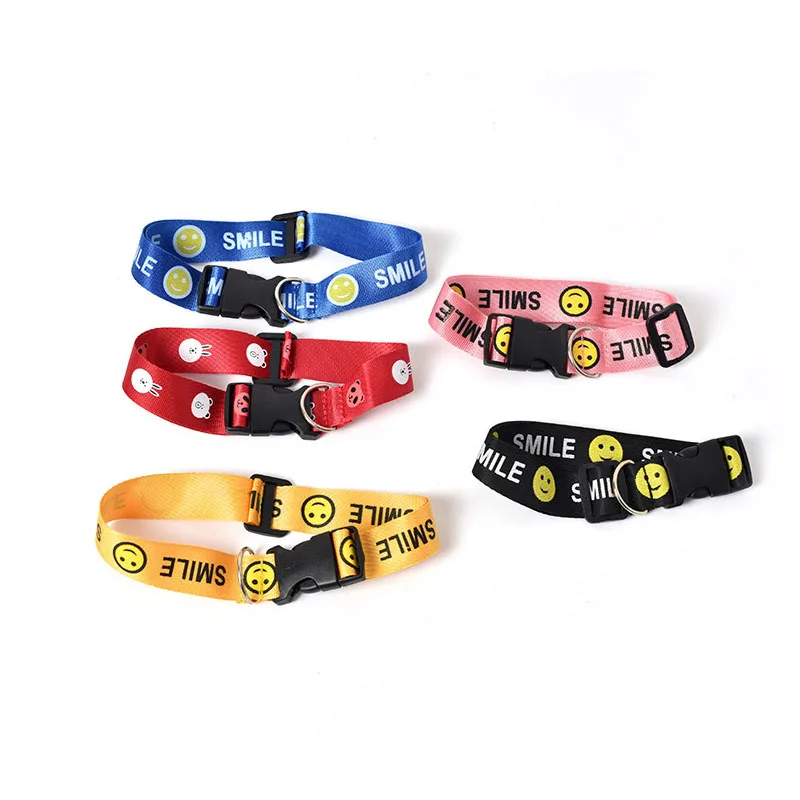 

Регулируемый ошейник и поводок с улыбкой для кошек и собак, милый модный ошейник для котят и щенков, модные аксессуары для домашних животных...