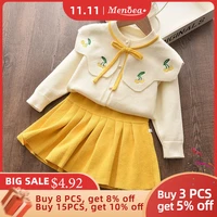 menoea girl sweater clothes 2021 children winter dress bow doll collar clothes coat casual dress sweater knitwear girls suits