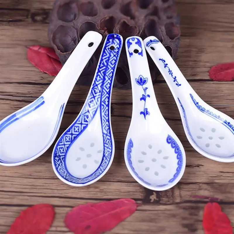 5pcs Convenient Ceramic Spoon Multi-Function Chinese Style Scoop Porridge Tableware Soup For Home Restaurant | Дом и сад