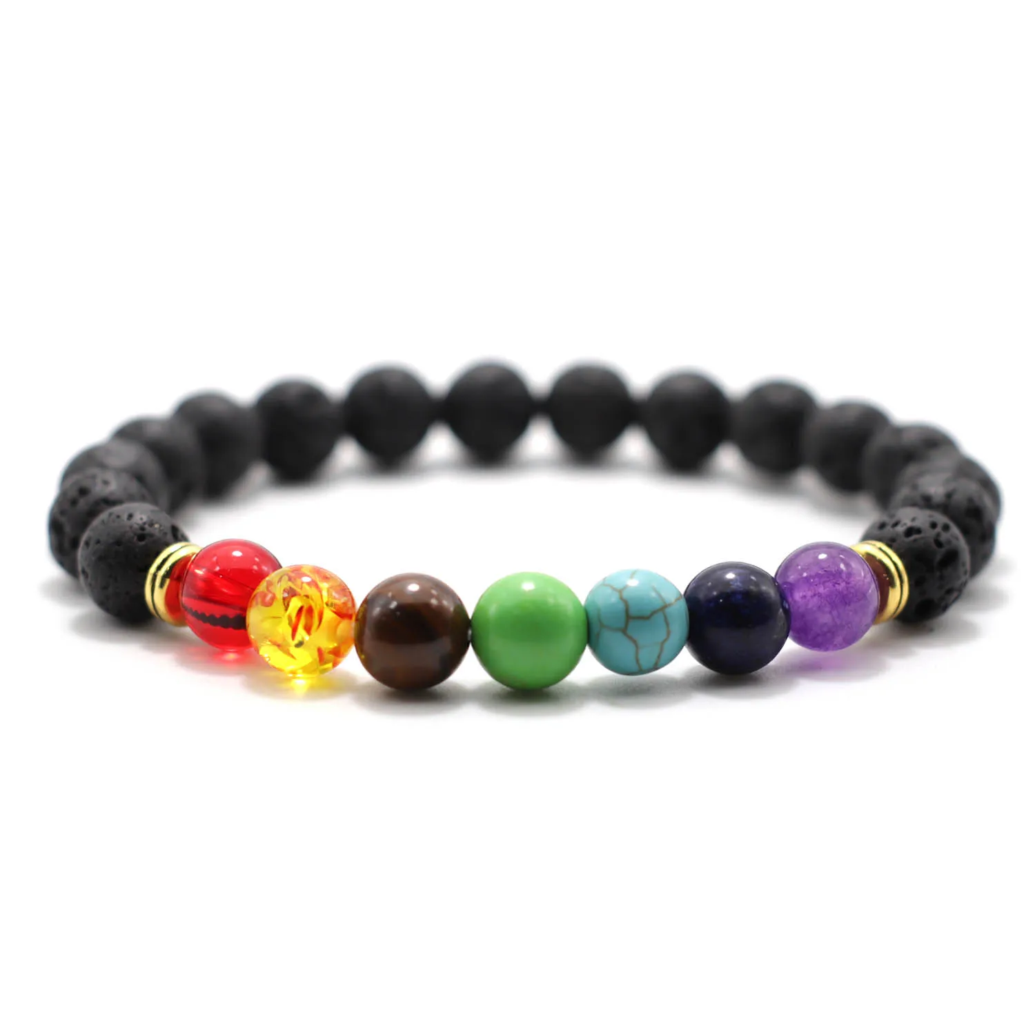 Природный Камень Чакра Исцеление баланса бусины Йога Радуга браслет для женщин